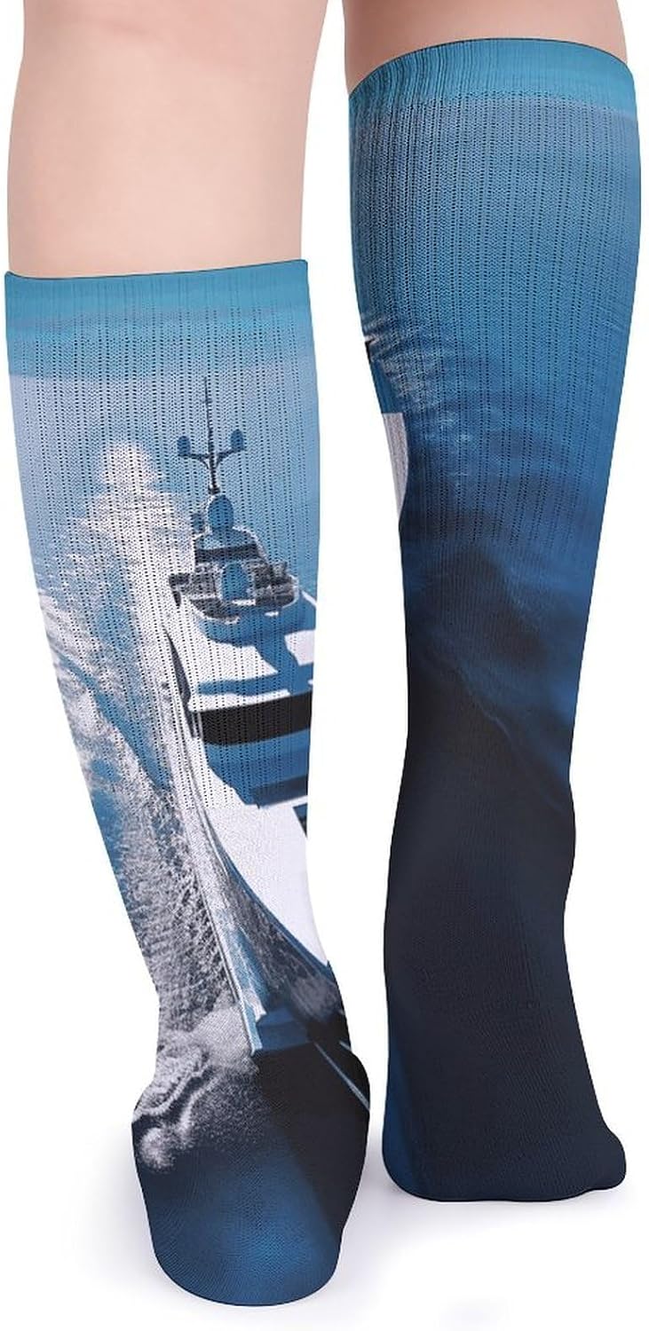 5 Pairs Knee High Socks Yacht ​ Sailboat Long Tube Boot Seamless Toe
