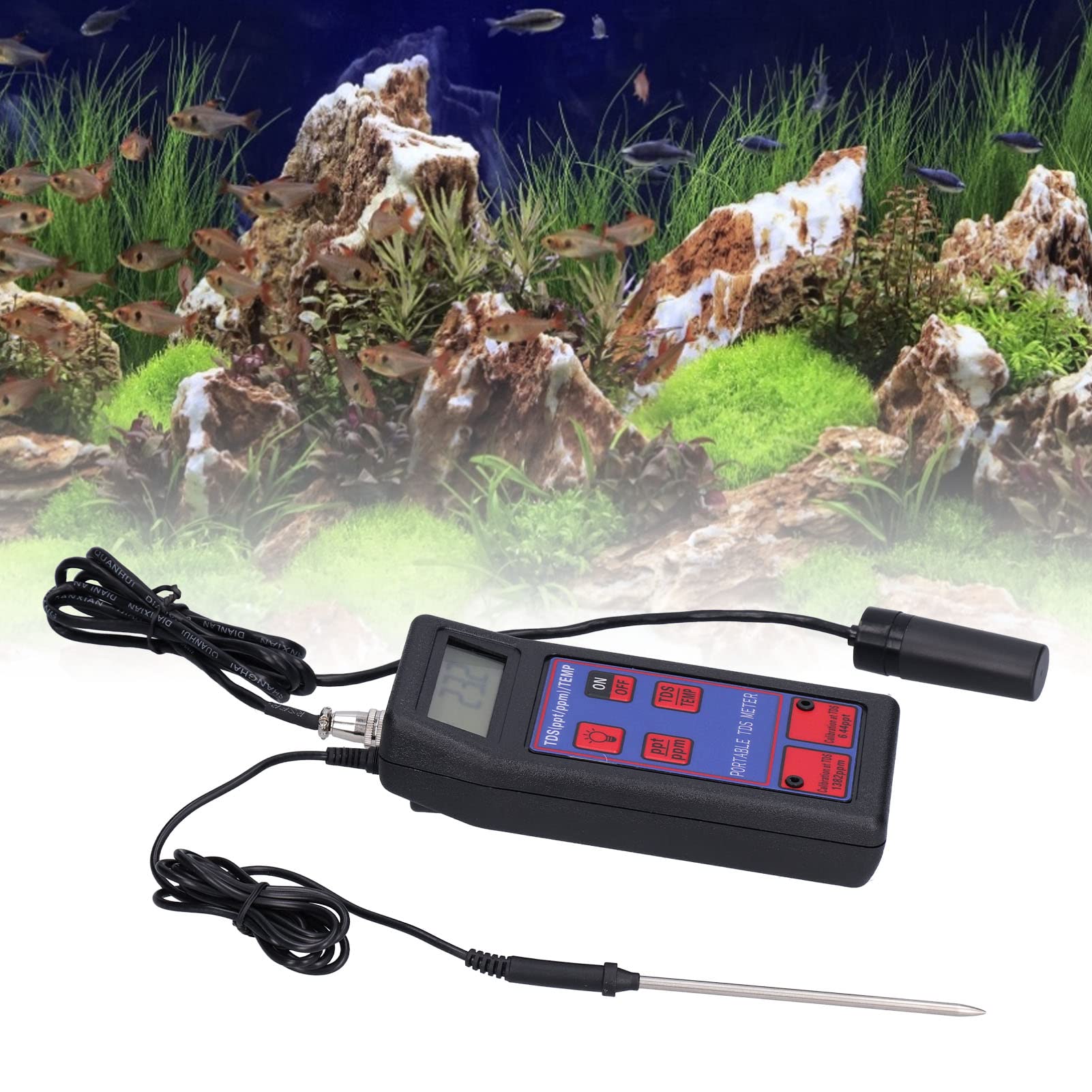 Probador de Temperatura TDS 2 en 1 con Retroiluminación, Material de para Laboratorio Hidropónico, Diseño Antideslizante