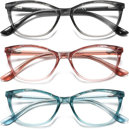 Miniatura 9 de Kafirlo Gafas de lectura bifocales para mujer, ojo de gato, bloqueo de luz azul, lector de computadora, parte superior transparente, sin transición