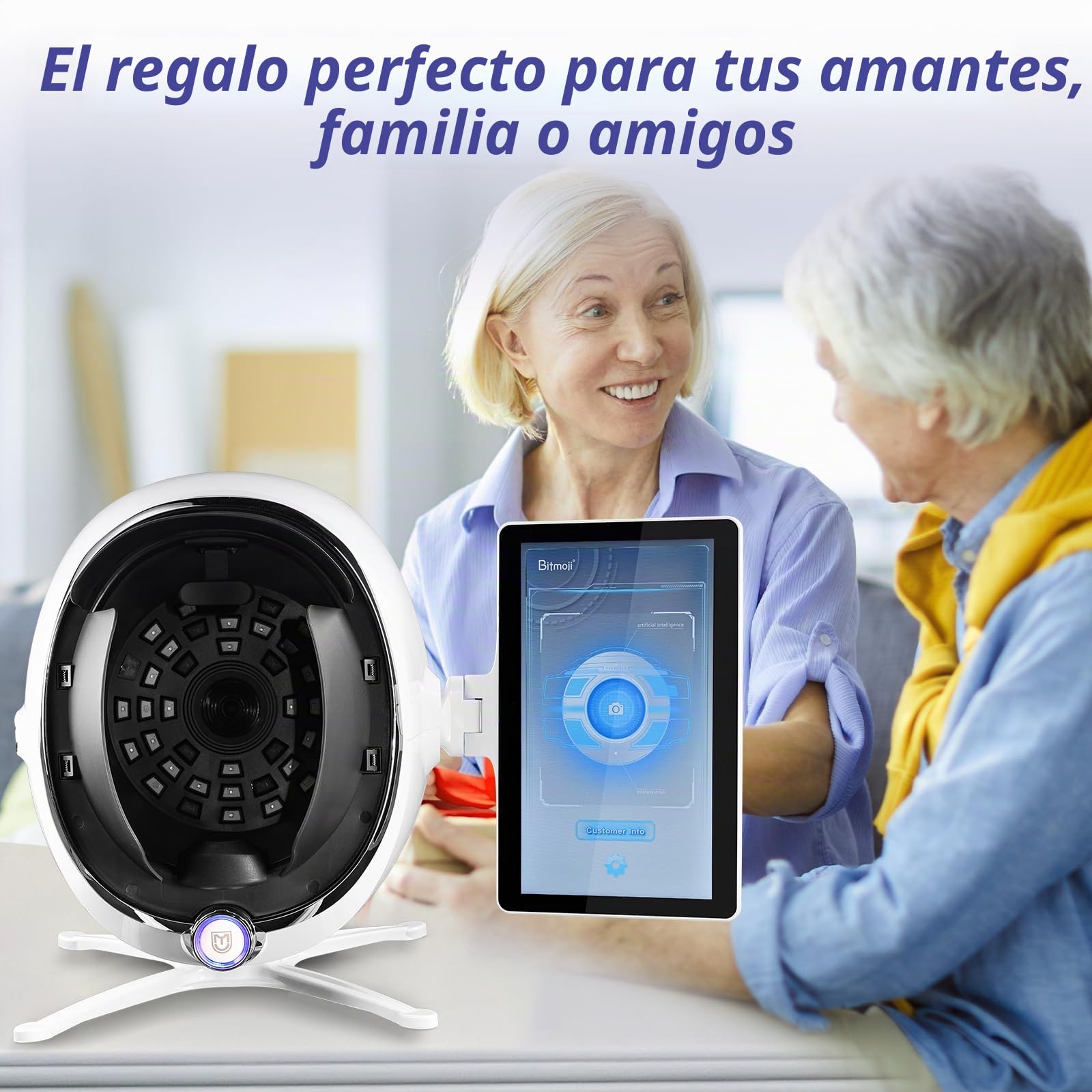 Analizador de piel facial de 13,3 pulgadas, analizador inteligente de detección de piel 3D, 8 analizador de humedad espectral para el rostro para un cuidado saludable de la piel en el salón de belleza