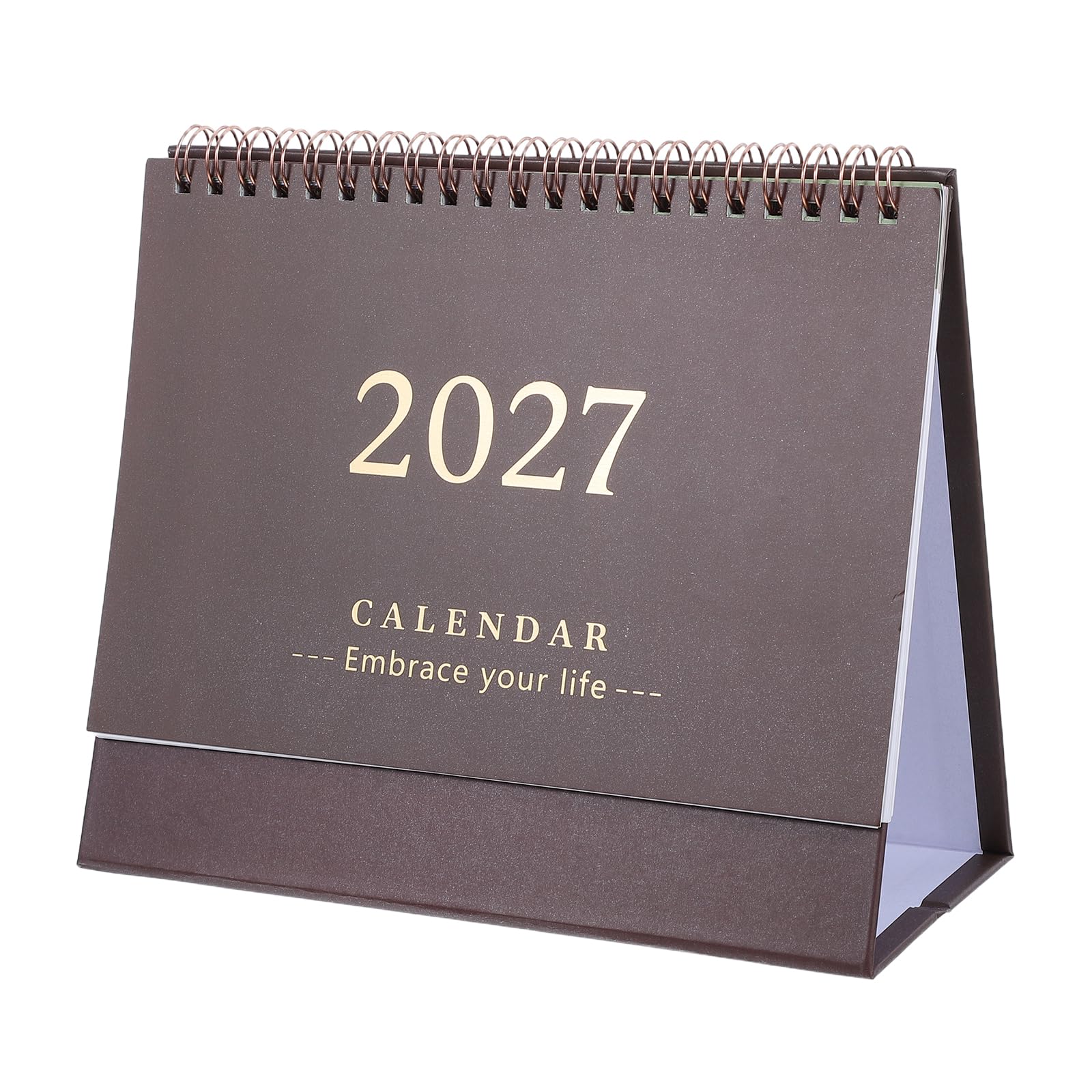AOKWAWALIY 2026 Desk Calendar Standing Flip Desktop Calendar Stand up Desk Calendar 7.4x6.4 Inch with Twin-Wire Binding (Coffee)