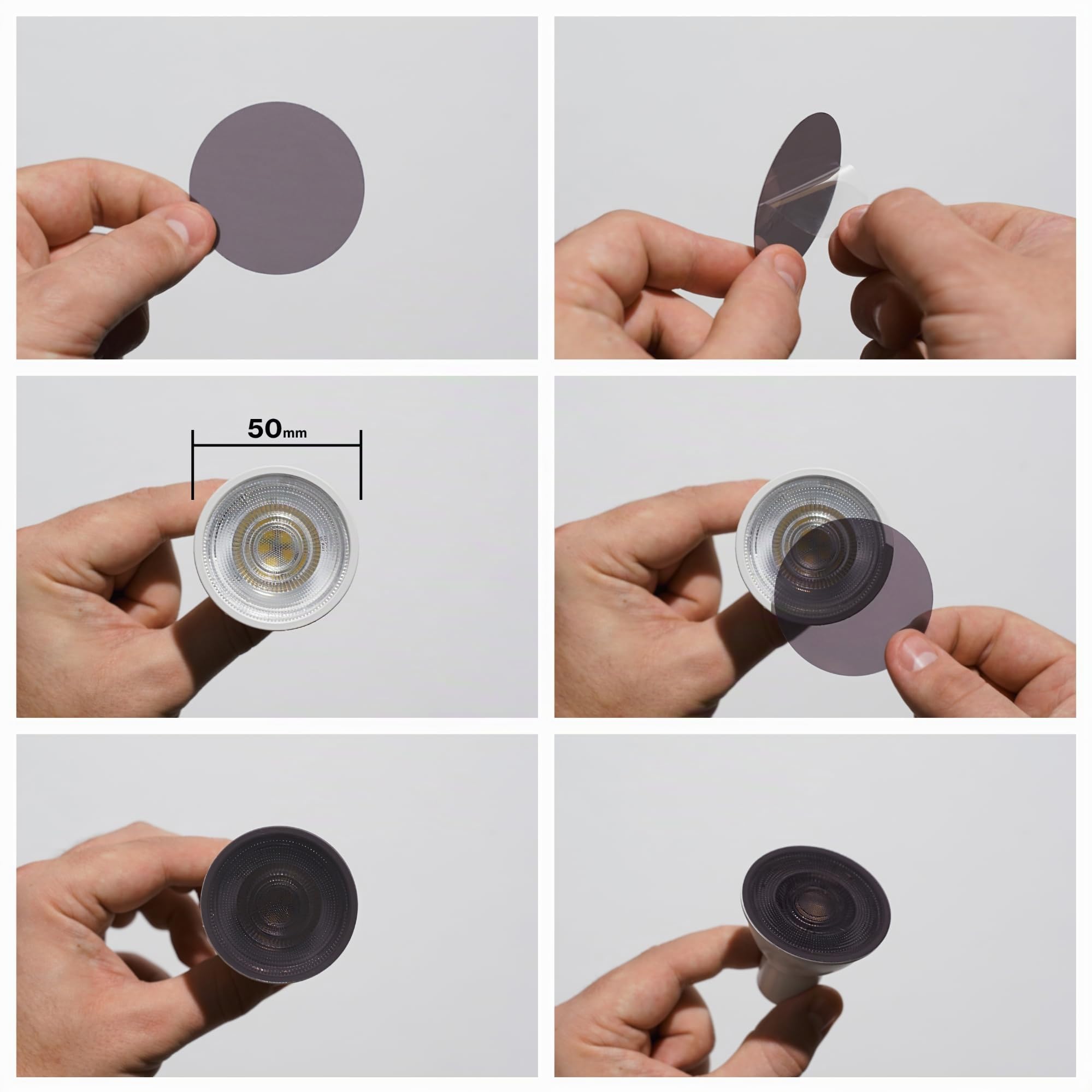 LEE Lot de 6 filtres en zircon pour LED 807 ambre chaud, 4 disques autocollants pour LED de 50 mm