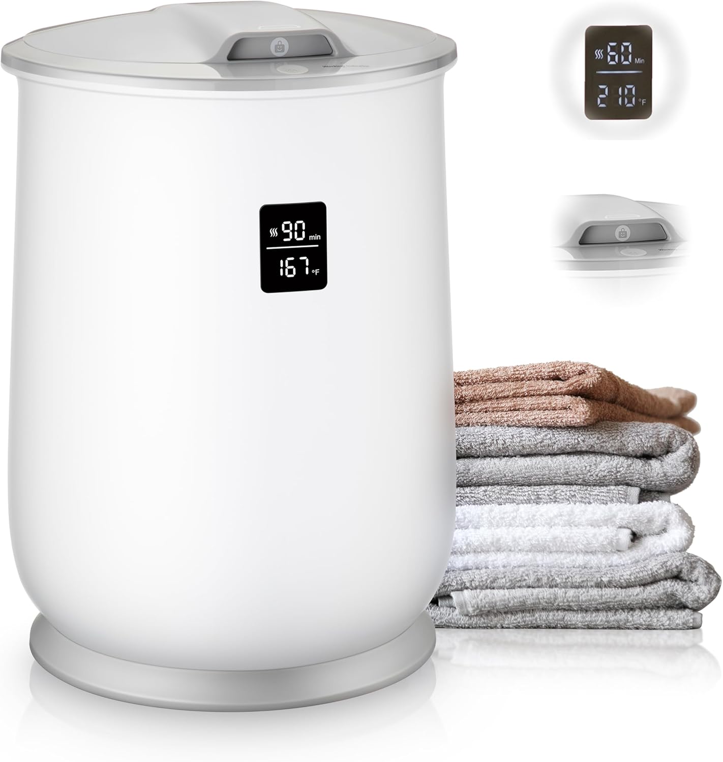 Calentador de toallas, capacidad mejorada de 20 litros para baño, calentador de toallas de lujo con bloqueo de seguridad infantil para mantas,