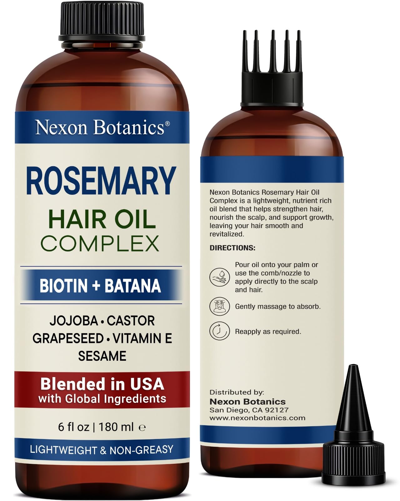Rosemary Hair Oil 6 Fl Oz - Scalp Blend with Biotin, Batana & Castor Oil Rosemary 5.98 Fl Oz (Pack of 1)