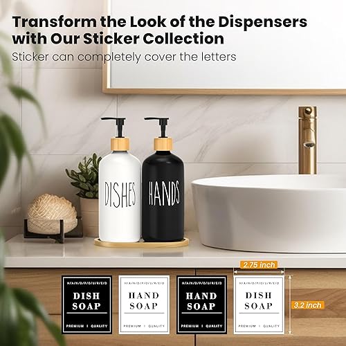 Miniatura 2 de Dispensador de jabón de manos de vidrio, 2 unidades, 17 onzas, 2 unidades, para fregadero de cocina, baño, dispensador de jabón líquido blanco y