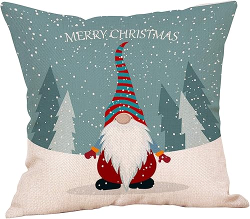 Scceatti Fundas de almohada navideñas con cremallera cuadrada de 18 x 18 pulgadas, funda de cojín de invierno Liene con tema único protector de
