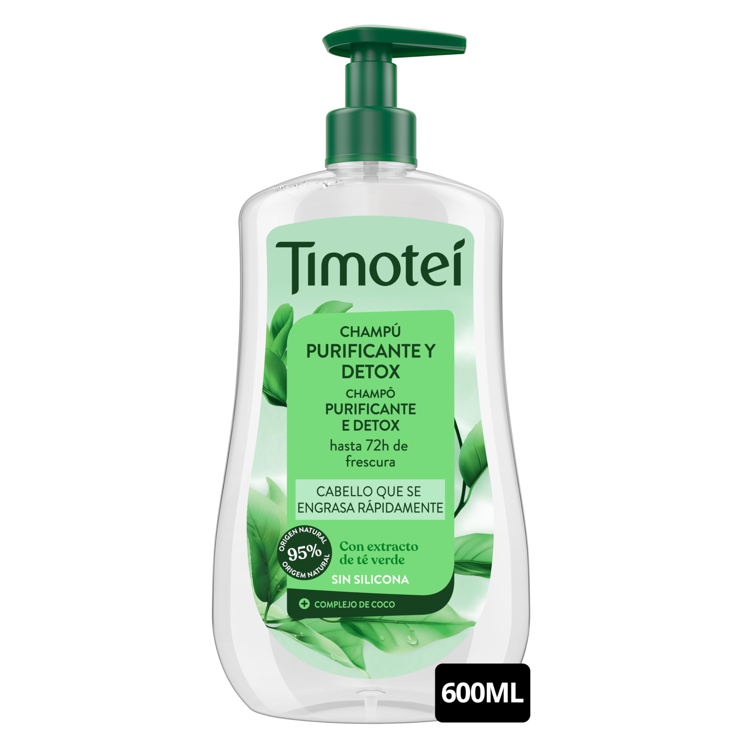 Timotei Champú Purificante y Detox 600ml| Hasta 72h de Frescura | Limpieza Profunda | Cabello Más Suave y Brillante — view 2