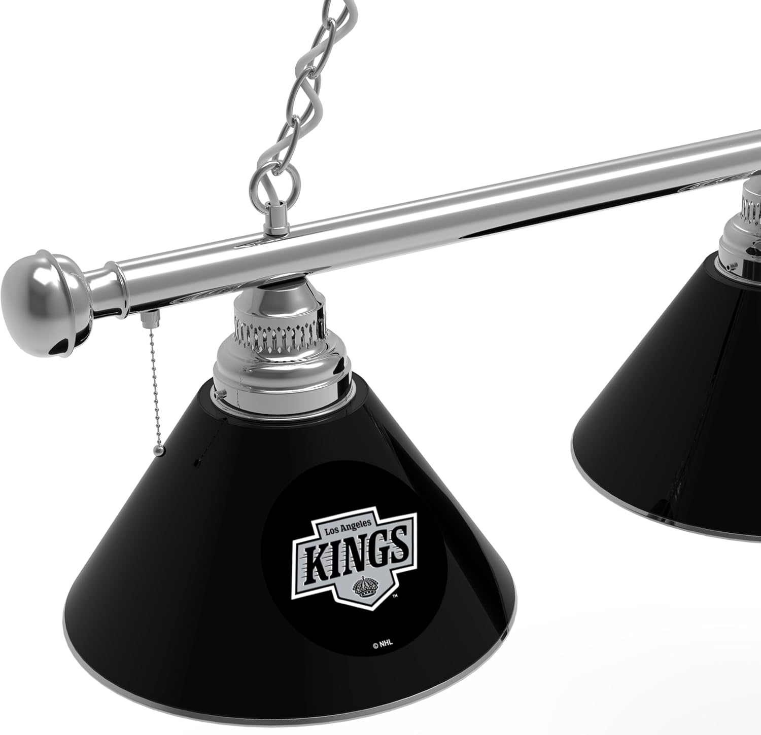HBS Los Angeles Kings 3 Shade Billiard Light with Chrome Fixture by Holland Bar Stool