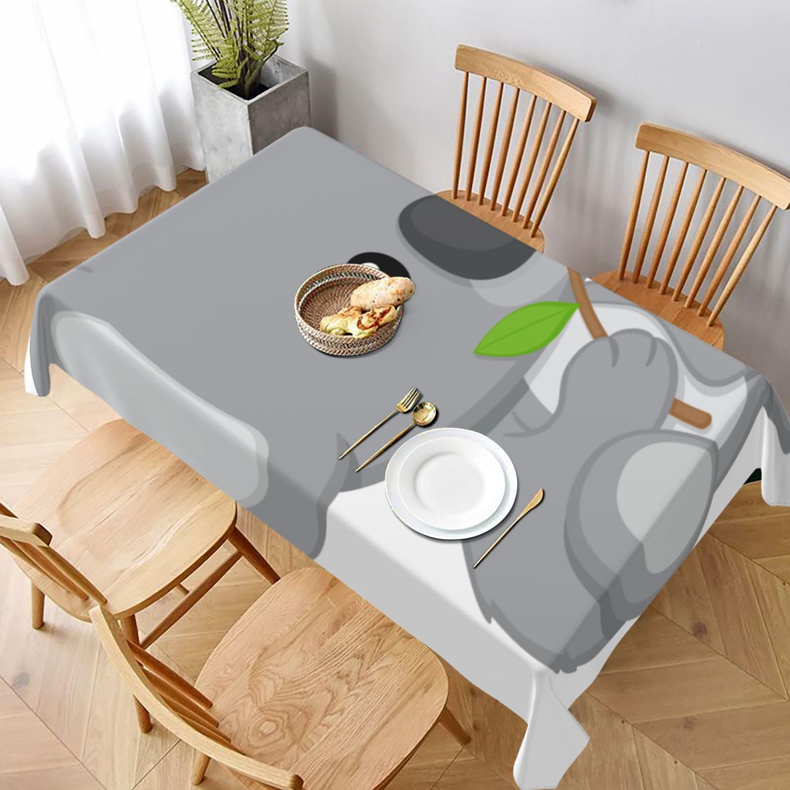 BNVSADC leaf koala Printed Rectangle Tablecloth 228x152 CM, Water Resistant Polyester Table Cloth Decorative Fabric Table Covers for Kitchen Dining Table Parties Camping