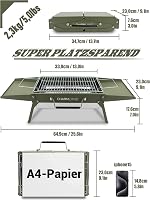 Charmline Összecsukható Hordozható Szenes Grill 35x23cm Zöld - Kompakt BBQ Grillsütő Kempingezéshez és Kerti Sütéshez 4