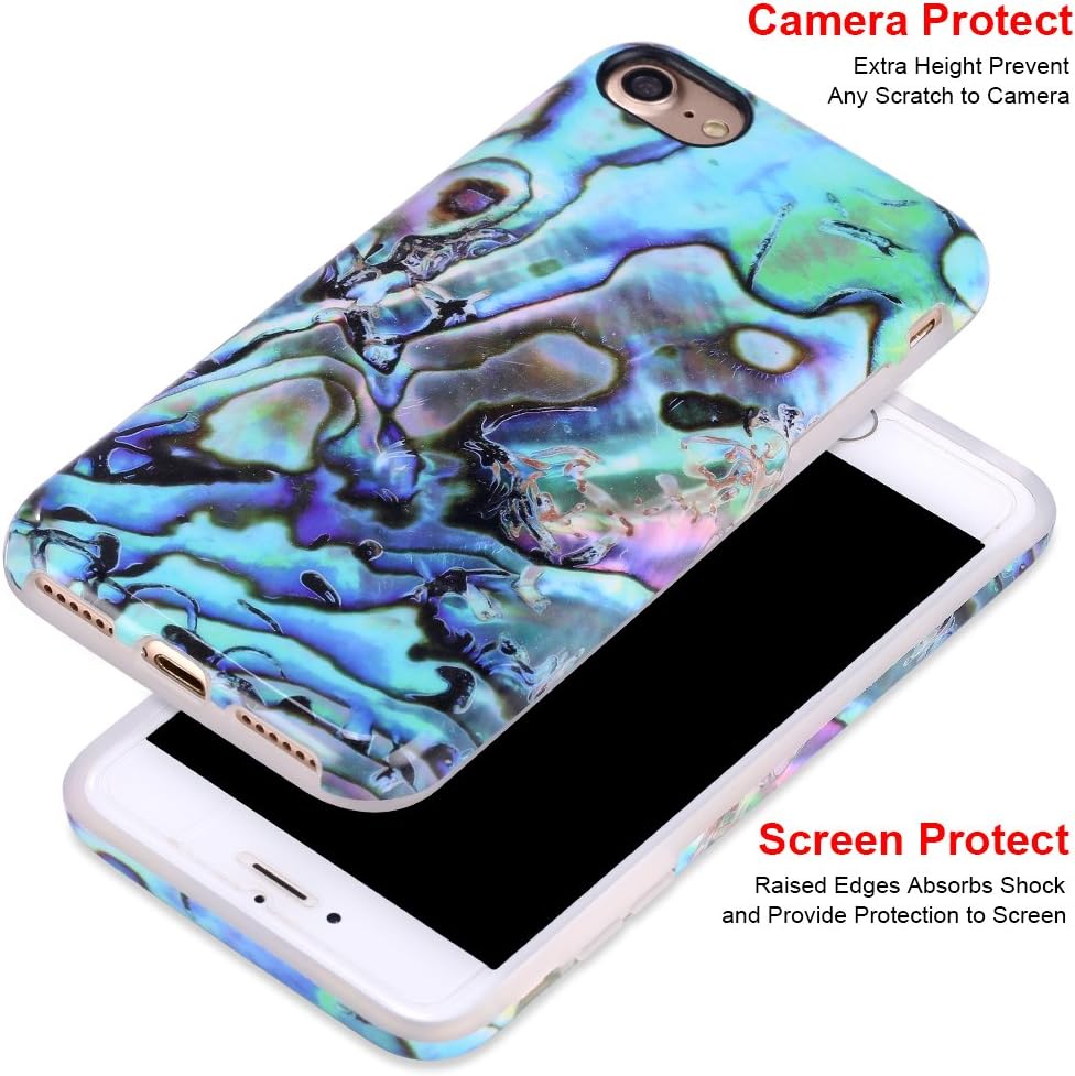 iPhone 7 Case for Girls/iPhone 8 Case, GOLINK Glossy IMD Printing Slim-Fit Anti-Scratch Shock Proof Anti-Finger Print Flexible TPU Gel Case for iPhone 7/iPhone 8 - Faux Abalone