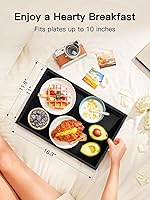 Vista 3 de Pipishell - Bandeja de bambú para cama con patas plegables, bandeja de desayuno para sofá, cama, comer, trabajar, se utiliza como bandeja de Negro