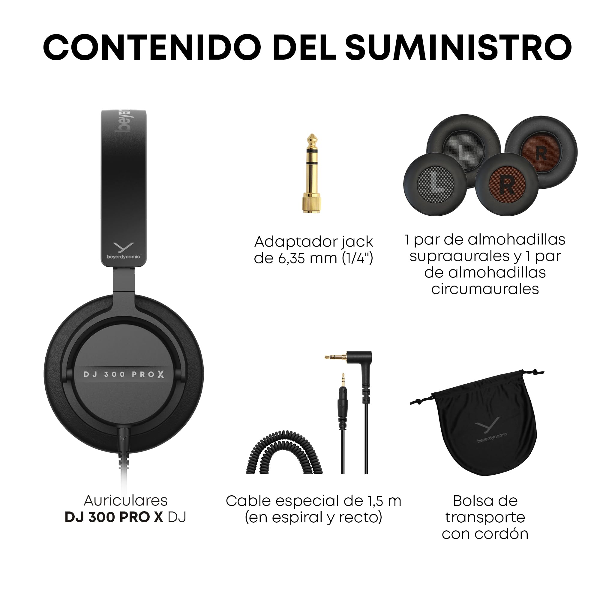 beyerdynamic DJ 300 PRO X - Auriculares profesionales 2 en 1 para DJ (cambio de oreja, estilo flexible y función de uso, copas personalizables para DJs profesionales)