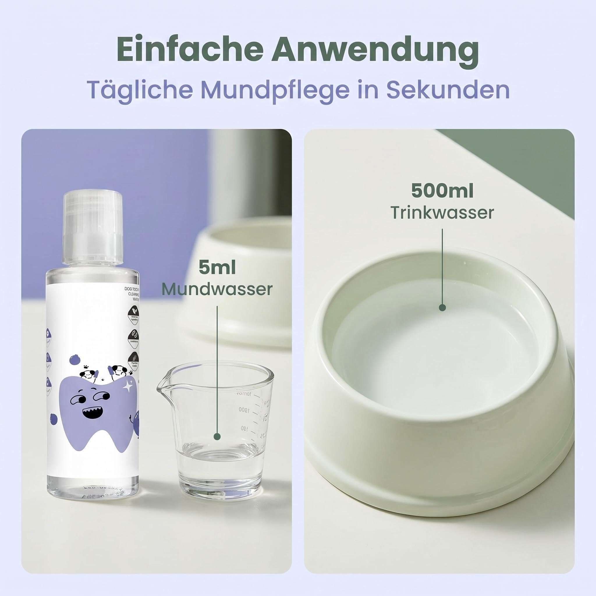 Paw Bright Dental Plus – Wasserzusatz zur Zahnpflege für Hunde & Katzen gegen Zahnstein & Mundgeruch, geruchs- & geschmacksneutral, pflanzlich, ohne Bürste