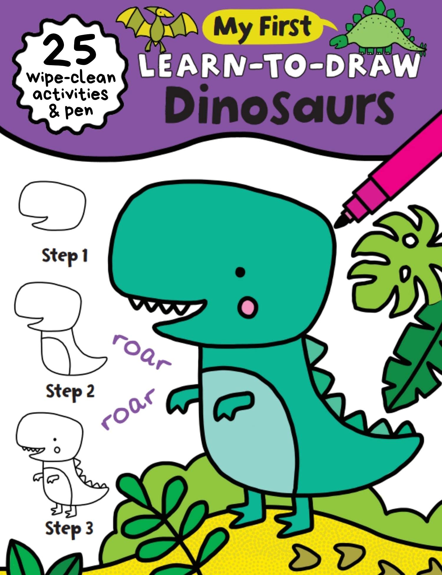 My First Learn-To-Draw: Dinosaurs: 25 Wipe Clean Activities + Dry Erase Marker (My First Wipe Clean How-To-Draw) Spiral-bound – Import, 1 September 2021