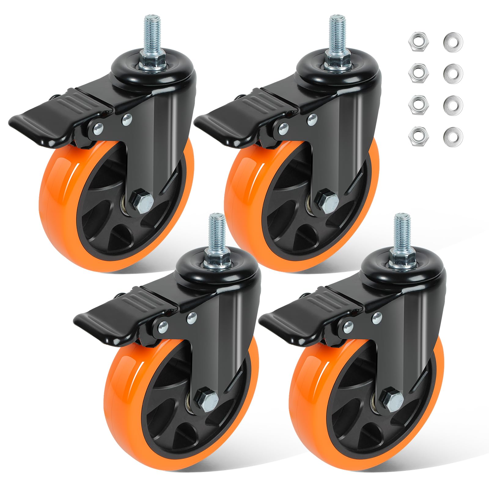 125mm per carichi Pesanti Ruote M12 × 30mm Set da 4 Antitraccia Perno Ruote girevoli con Freno 700KG Totale capacità di carico Lockable Scorrimento Fluido per Mobili e Banchi da Lavoro