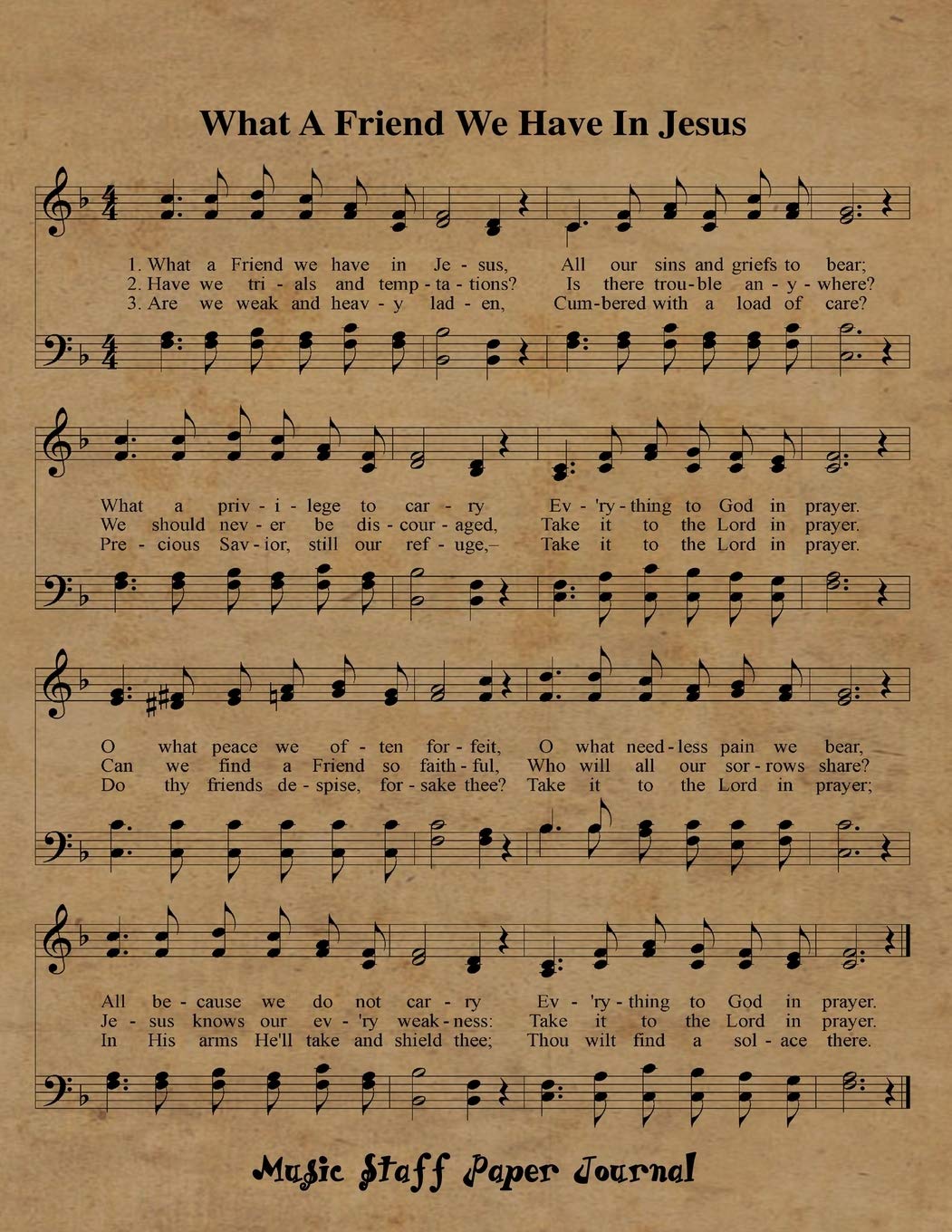 Nimble Muse JournalsWhat A Friend We Have In Jesus: 8.5x11 Blank Sheet Music Journal With 120 Manuscript Staff Pages, Christian Musician Composer Notebook, Music Students ... Worship Leader Gift ,Music Teacher Gifts