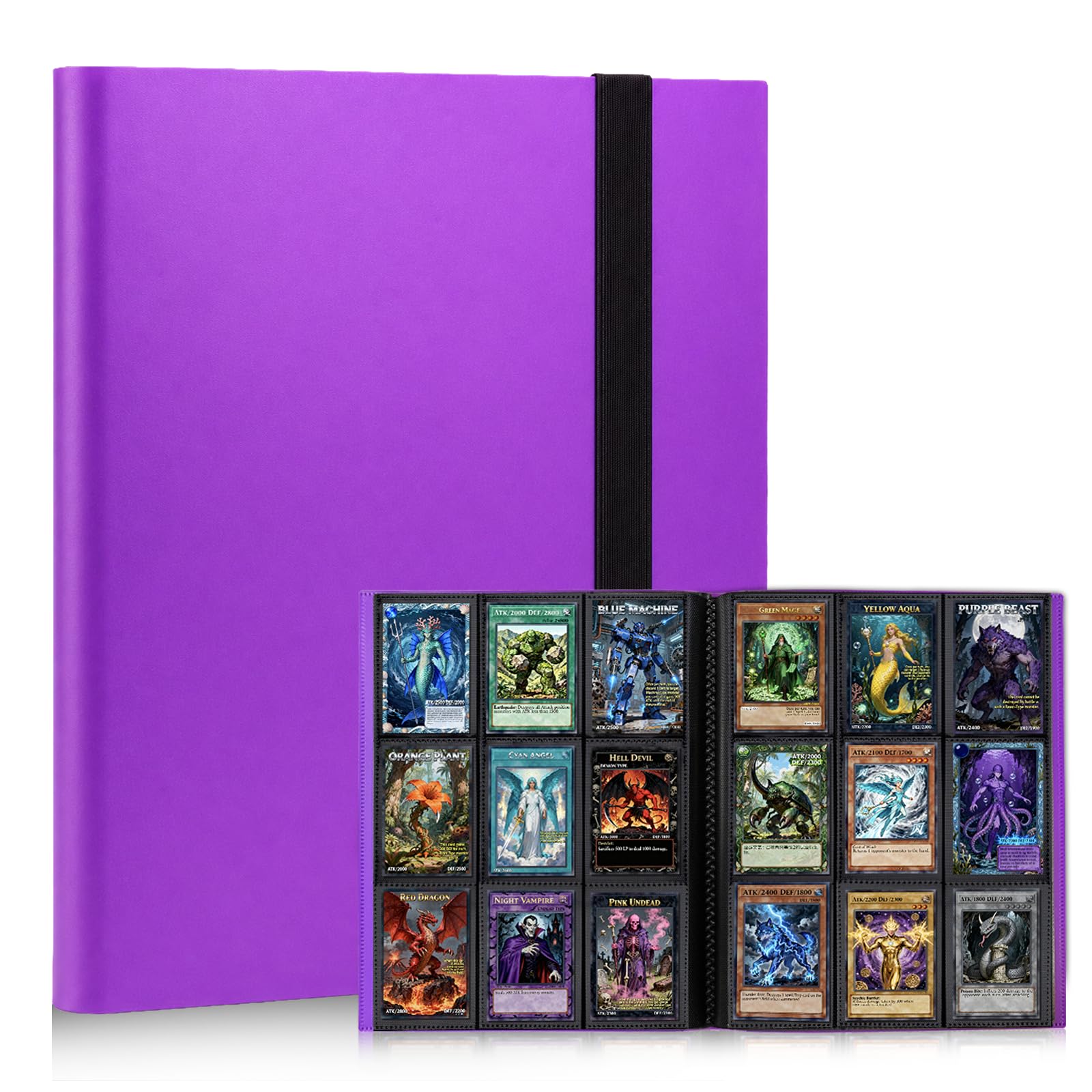 KIOEEE Card Binder 9 Pocket, PP Cover Trading Card Binder for 396 Cards, Sturdy Card Collection Album, Card Holder Folders for MTG, TCG, Game Cards & Sports Cards (Purple)