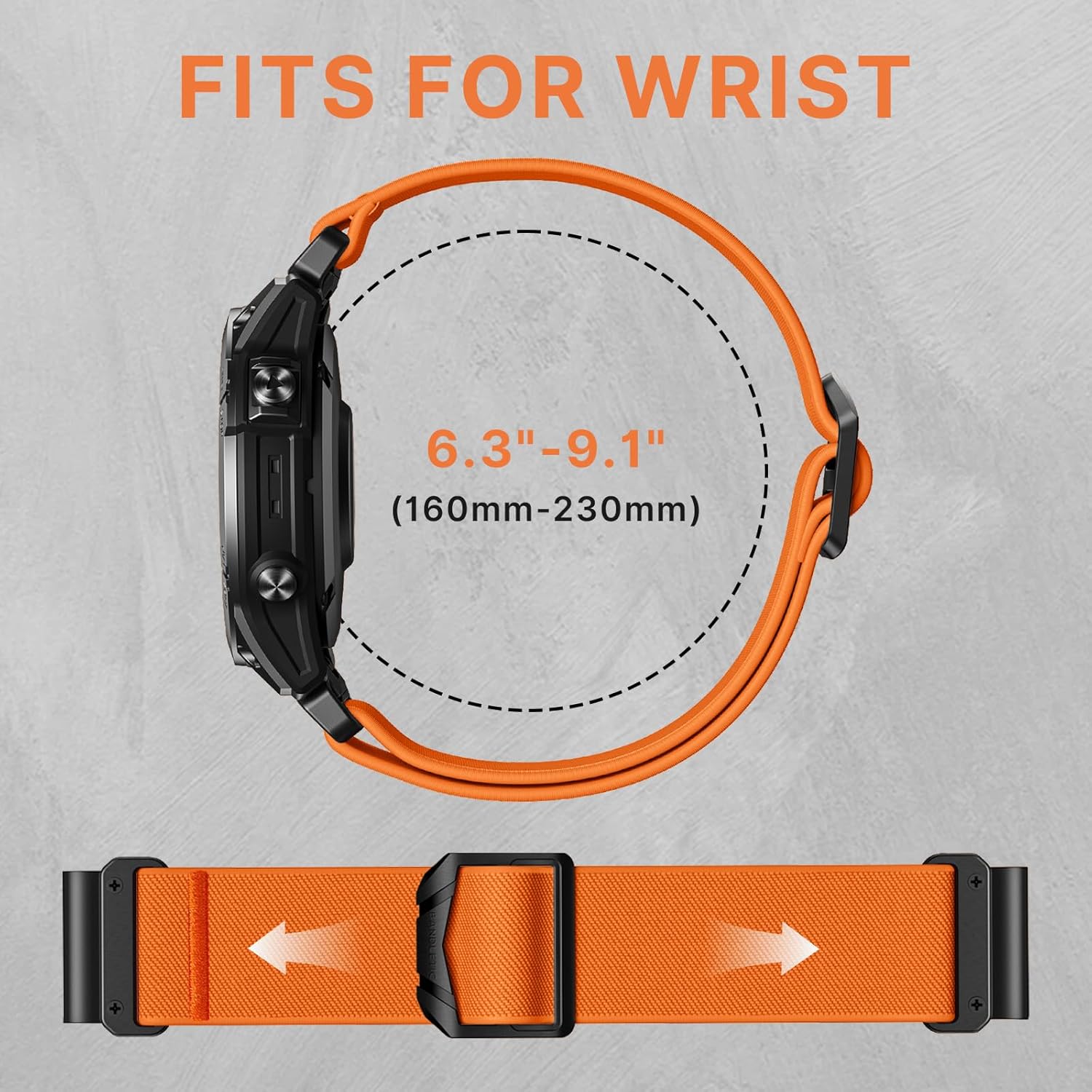 Bandletic Compatible with Garmin Fenix 8 47mm Band, Stretchy Nylon Quick Fit Strap for Instinct E&3 45mm/2/Fenix E/8 47mm/7/6/5/Forerunner 965/955/Epix 2/Approach S70 47mm/Tactix & Quatix 8-47mm - Image 7