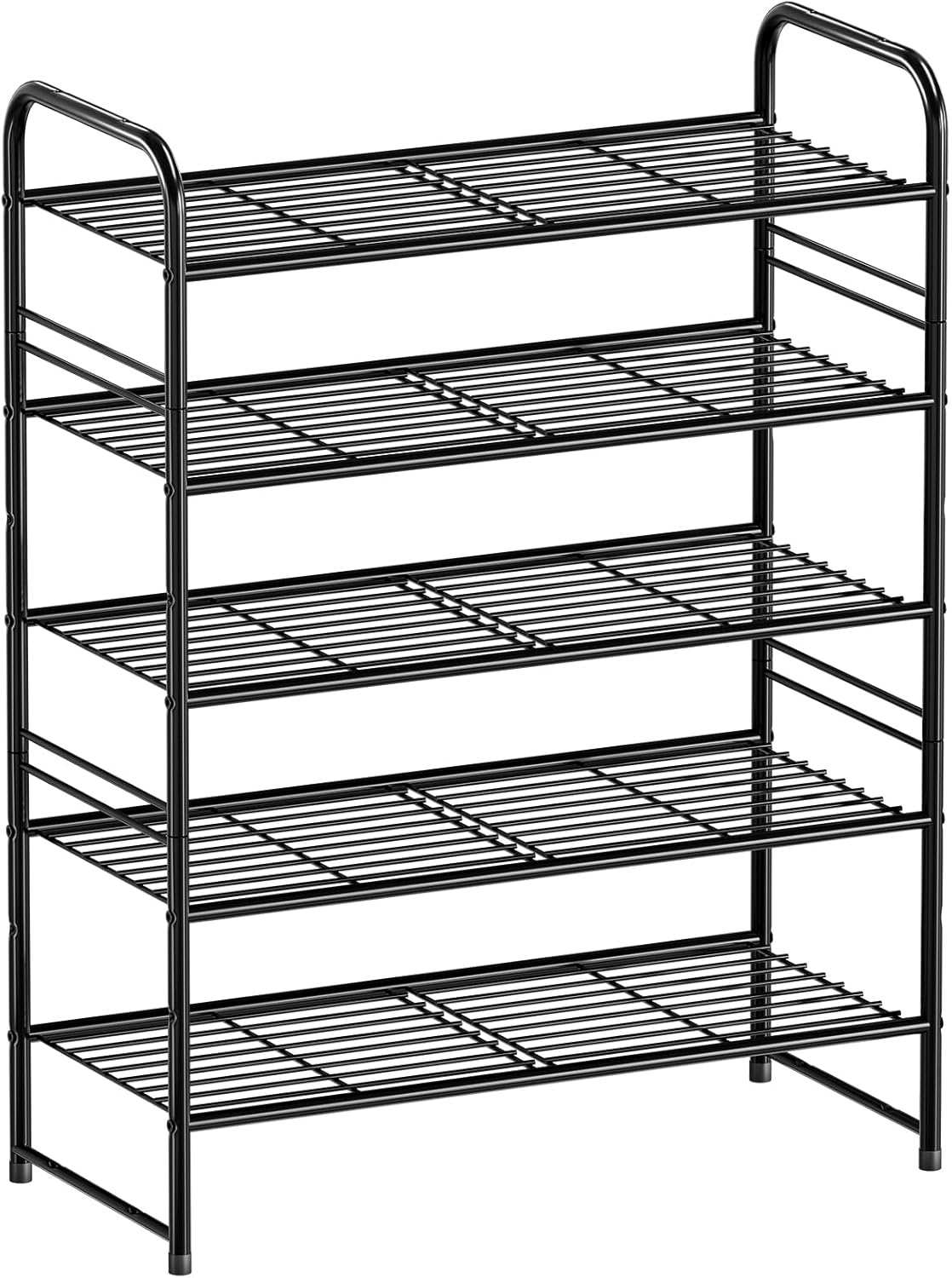 Shoe Rack Organizer, 27” Wide 5 Tier Stackable &Adjustable Metal Shoe Storage for Closet, Sturdy Mesh Wire, Black 5 Tier Black