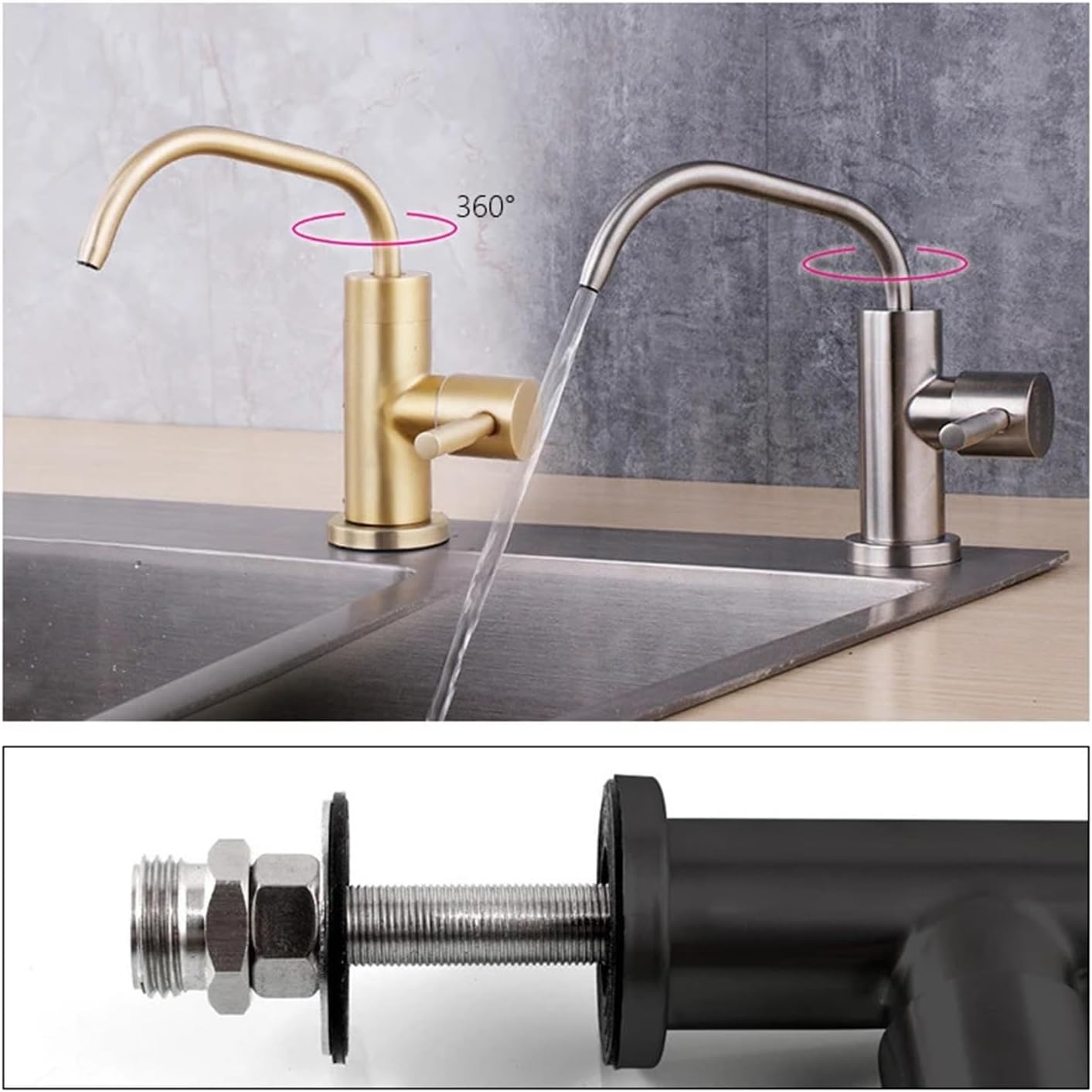 Stainless Steel Kitchen Direct Drinking Water Filter Faucet Reverse Osmosis Water Filter Sink Single Handle Water Purifier(Black)