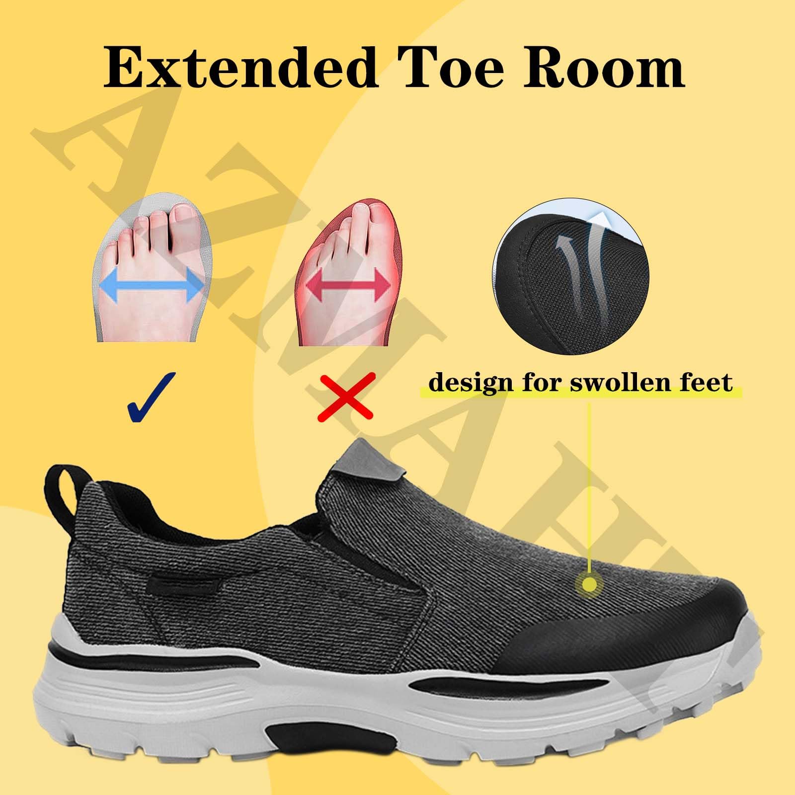 Scarpe per Diabetici Uomo Estive Scarpe Sportive Ortopediche Traspiranti Pantofole da Casa Leggero Antiscivolo Scarpe da Passeggio Senza Lacci,Cachi,45/275mm