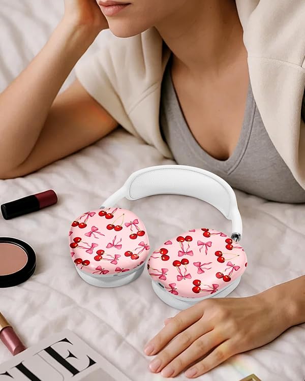 Joyleop for Airpods Max Case - Durable Hard for AirPods Max Covers, Cute Protective Headphones Case with Unique Design, Pretty Essential Accessories for Headphones, Sweet Cherry Bow by Joyleop - Used condition - Image 5