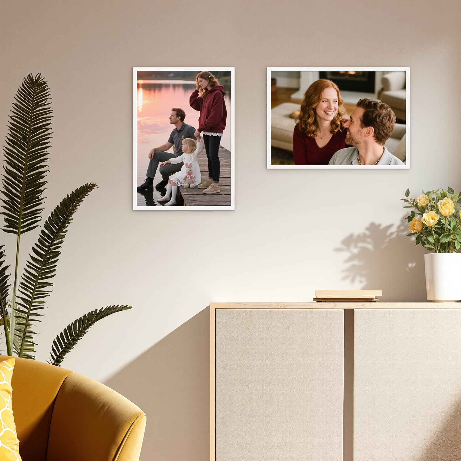 Marco A3, Marco de Fotos A3 de Pared, Ideal para Hogar y Oficina, Marco Color Blanco de PVC, Juego de 3 Piezas
