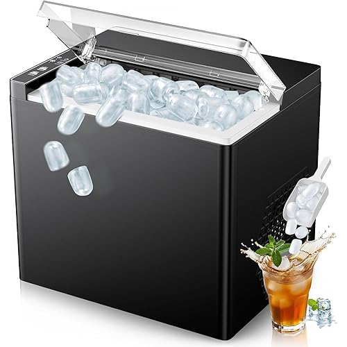 Ice Makers Countertop, 9 Ice Cubes in 6 Mins Portable Ice Maker, 2 Sizes of Bullet Ice (S/L) Small Ice Machine for Home Kitchen Camping (Onyx)