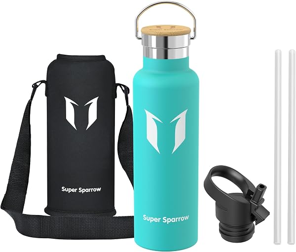 Super Sparrow Botella Agua Acero Inoxidable - Botella Agua Niños - 500ml/750ml/1L - Botella Termica Boca Estándar - Sin BPA, para Niños & Adultos, Deporte, Oficina, Yoga, Ciclismo - 2
