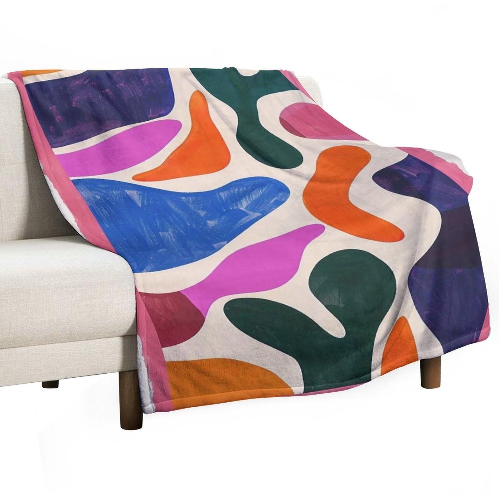YHGSREUOH Colorful-Abstract-Shapes_01 Flannel Blankets Fleece Soft Throw Lightweight Plush Gifts for Couch, Bed, Cozy Sofa Plush, Chair, Lovers 130x175cm(50x70in)