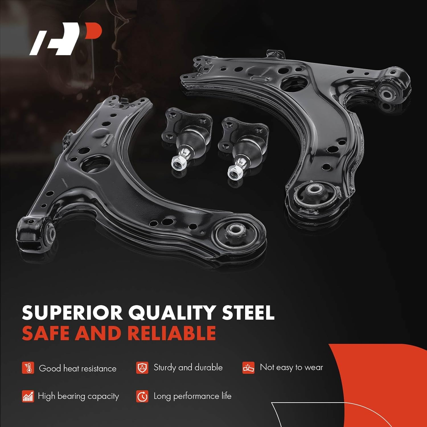 A-Premium Set of 4, Front Lower Control Arm, Lower Ball Joint, Compatible with Volkswagen Jetta 1999-2005, Golf 1999-2006, Beetle 1998-2010