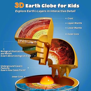 8 Interactive Talking Globe, Bilingual LED Earth STEM Toy for Kids 6+