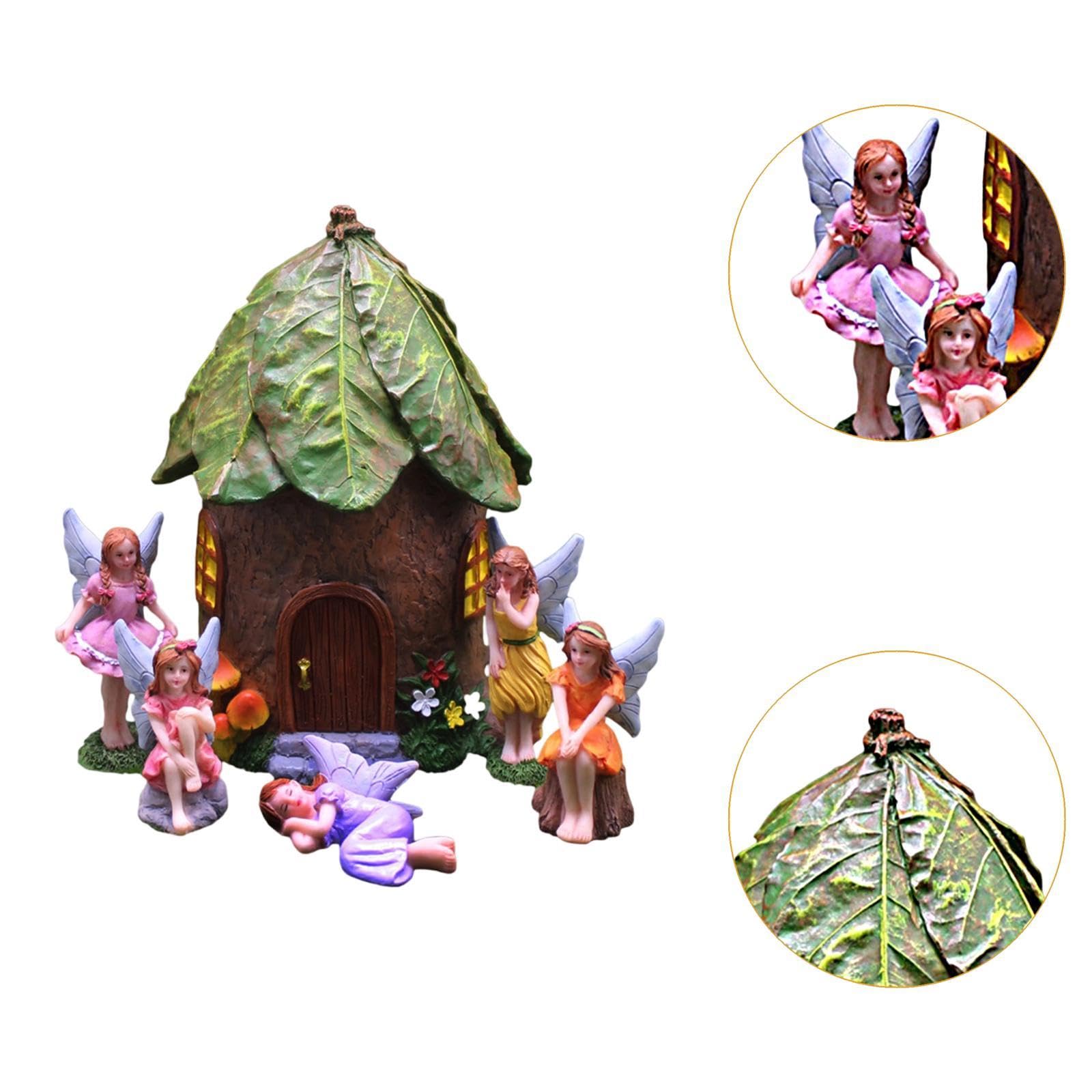 6 Piezas Figuras de Hada Miniatura con Accesorios Florales Y de Resina Ornamentos con Decoración Creativa Adecuadas para Regalo