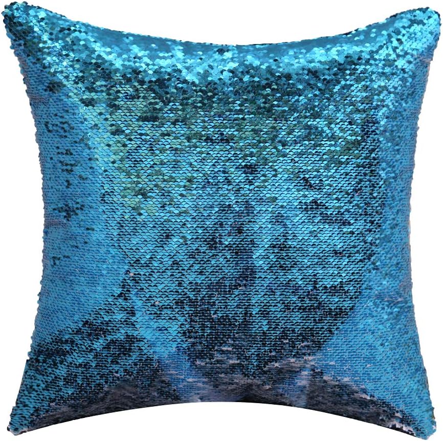 cygnus The Office Prison Mike Flip Sequin Throw Pillow Cover,Magic Reversible Change Color Decorative Pillowcase 16x16 inches (Blue Sequin)