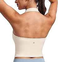CRZ YOGA Butterluxe Halter Crop Tank Top for Women - Open Back Padded Sports Bra, Yoga Lounge Gym Workout