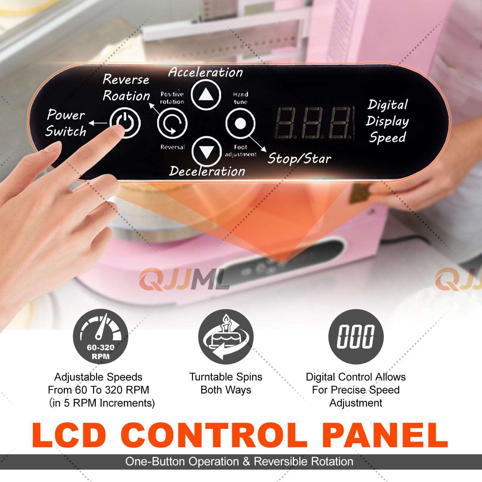 Machine À Décorer Les Gâteaux 200w, Machine Automatique D'étalage Crème pour Gâteaux, Machine À Glacer Les Gâteaux 4 À 12 Pouces, 60 À 320 TR/Min, avec Kit Lisseur Et Racloir À Gâteaux