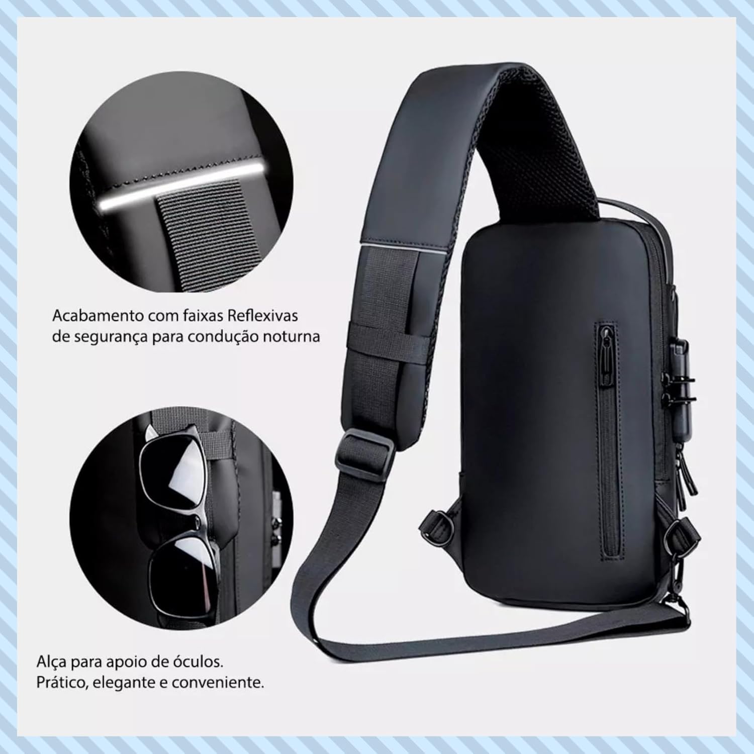 Bolsa Mochila Pochete Fashion Transversal Anti Furto impermeável Saída USB Masculina e Feminina – Shoulder Bag em promoção! Veja a oferta e mais achadinhos de Bolsas 4 Hoje é o melhor dia para comprar Bolsa Mochila Pochete Fashion Transversal Anti Furto impermeável Saída USB Masculina e Feminina – Shoulder Bag com aquele preço maroto! Promoção! Aproveite a oferta! 4
