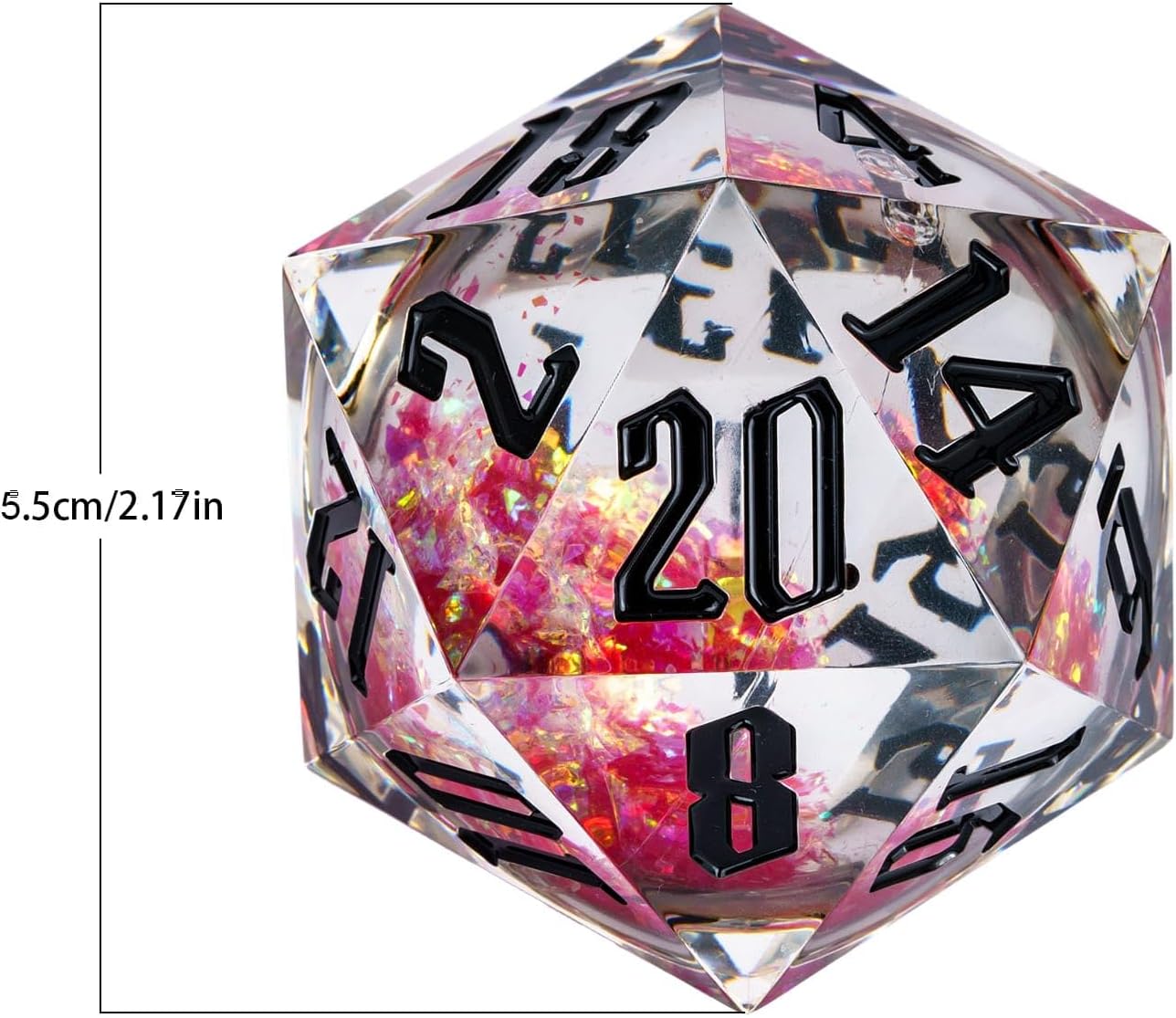 Cusdie Large D20 DND Dice 55mm with Sharp Edges, D&D 20 Sided Dice, Handmade Giant D20 for RPG, Table Games(Red Quicksand)