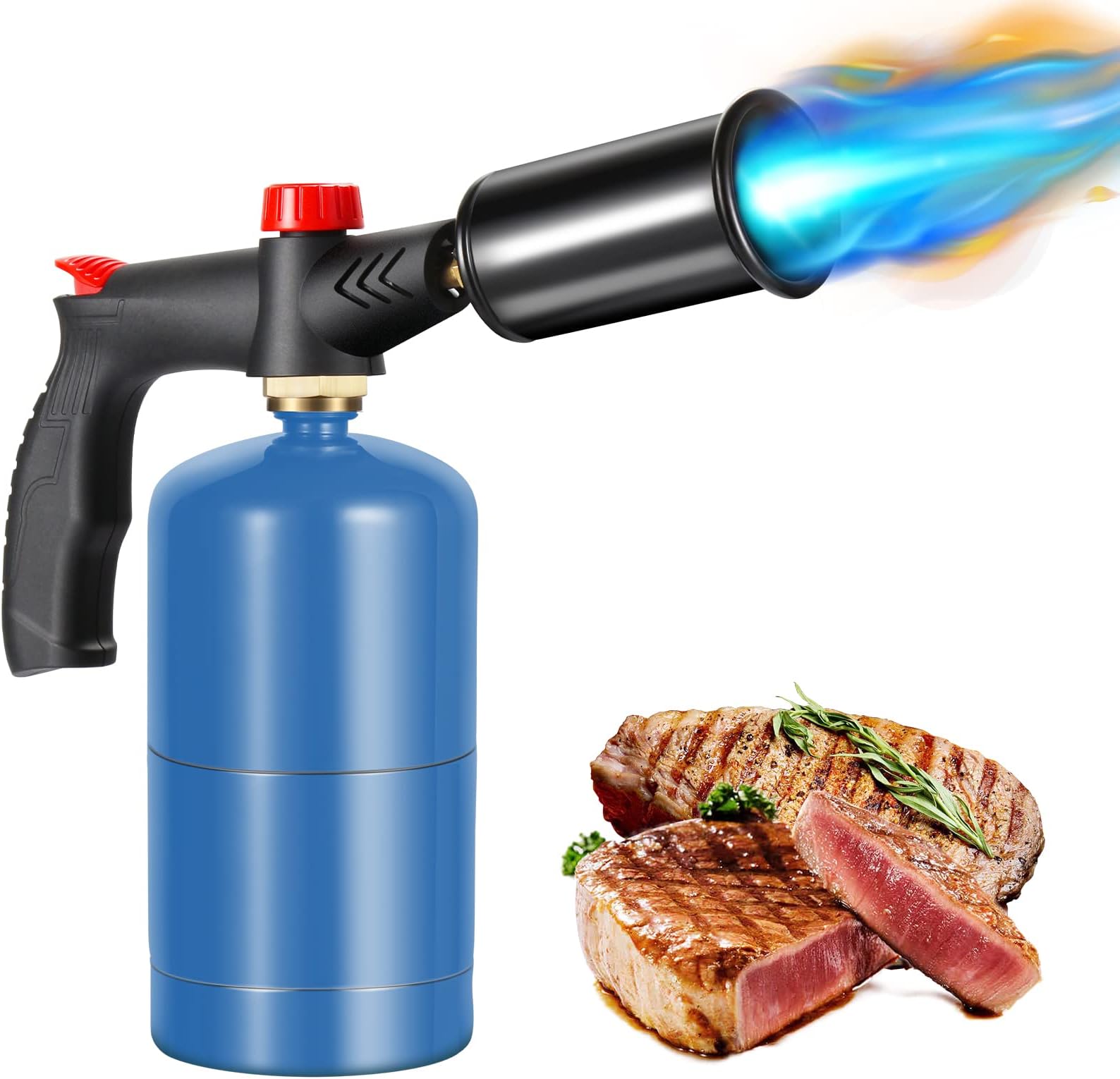 Powerful Charcoal Torch Lighter Cooking Torch Flame Adjustable Sous Vide Cooking Gadgets Flame Thrower Meater Gun Lighter Propane Torch for Searing Steak