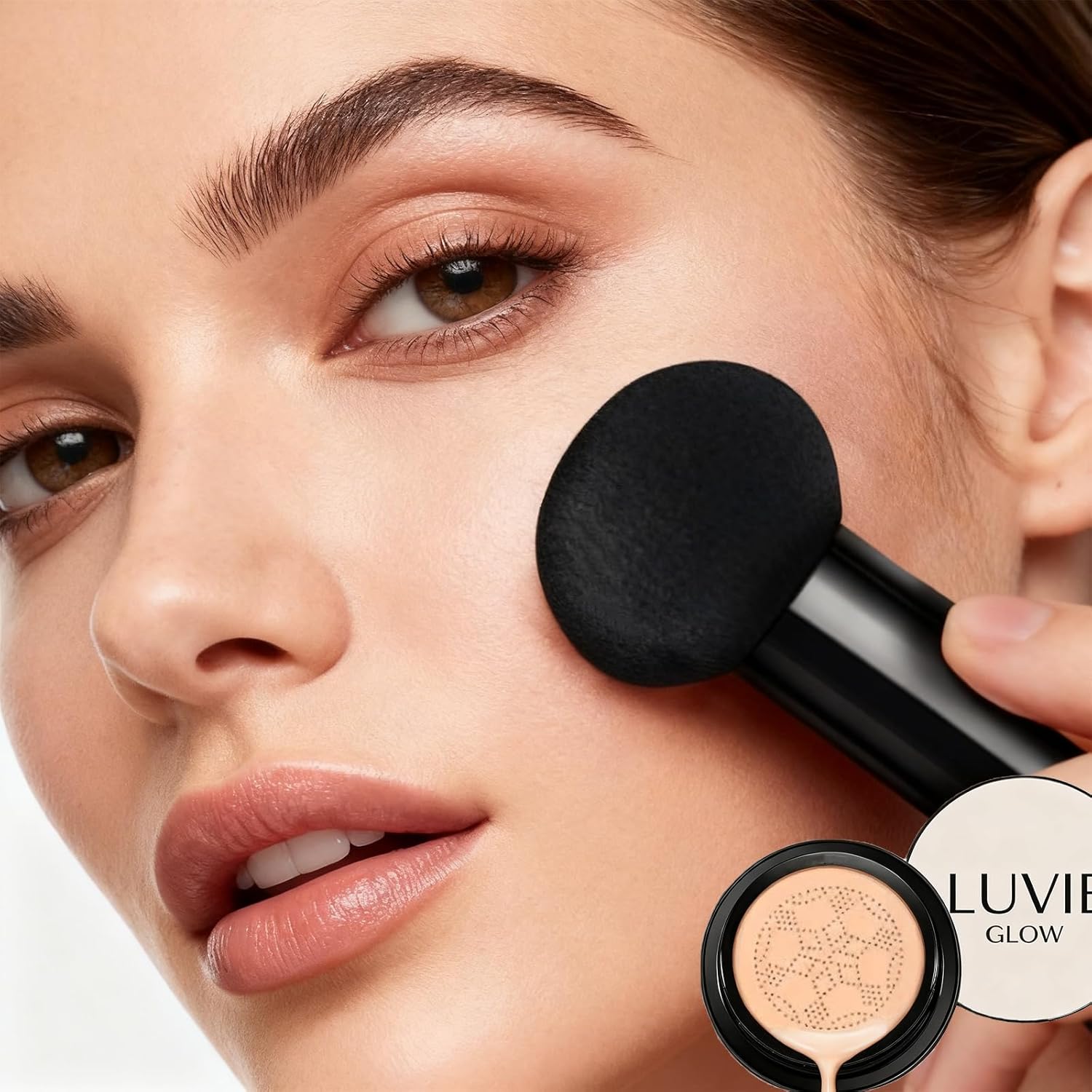 Foundation Cushion, Mushroom Head Air Cushion CC Cream, BB Cream Face Makeup Foundation, Moisturizing Concealer Brighten Long-Lasting, Even Skin Tone for All Skin Types (Ivory) - Image 4