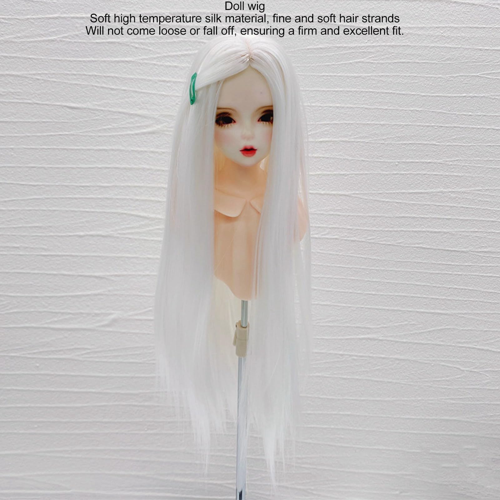 Capelli per Bambola BJD, Morbidi Capelli di Seta Ad Alta Temperatura Estensioni dei Capelli Sintetici Bambola Parrucca Fai da Te per Bambola da 7 a 8 Pollici (WHITE)