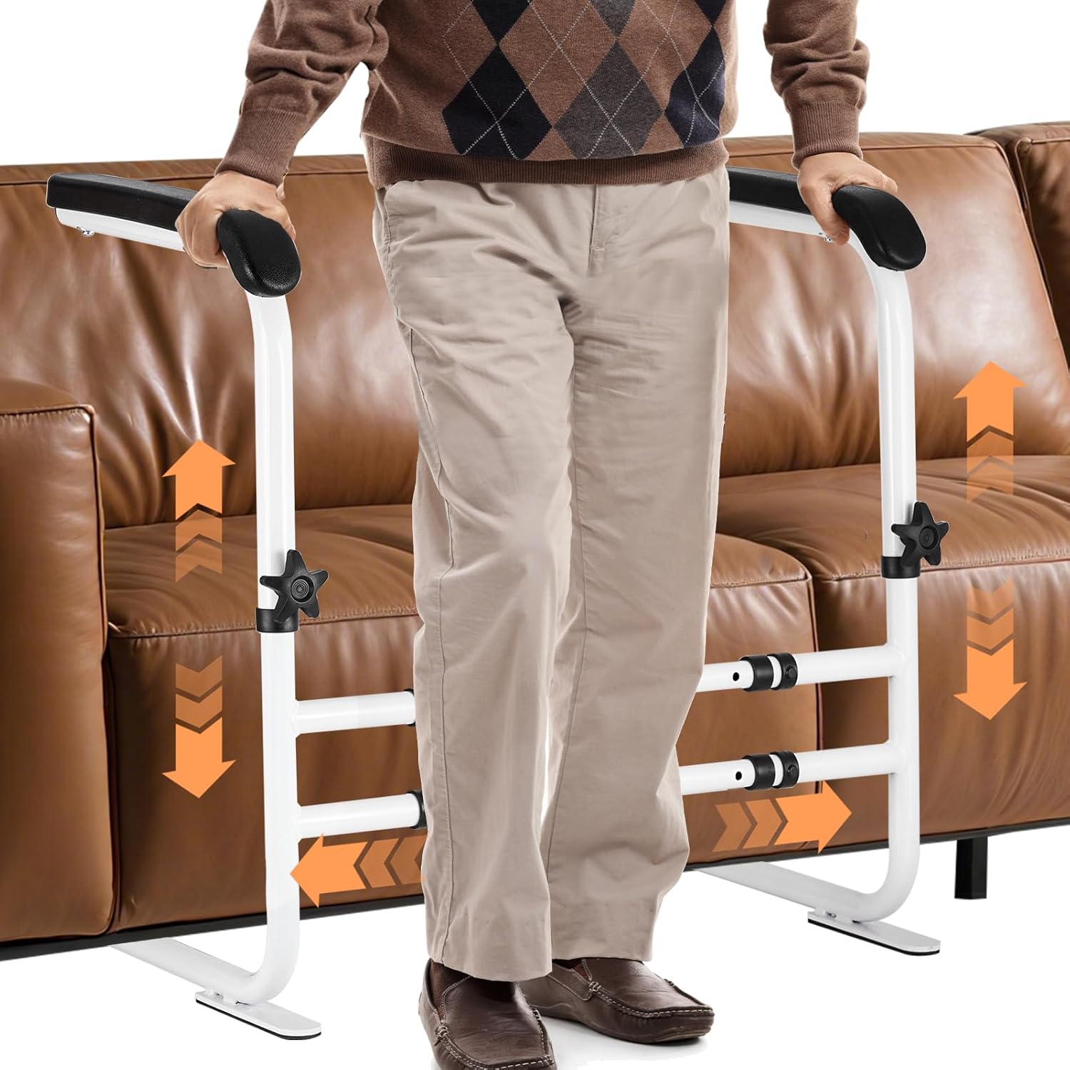 YUCHENGTECH Couch Stand Assist Height & Width Adjustable Chair Assist for Elderly Sit to Stand with Soft Handles Anti-Slip Feet Couch Standing Aid for Seniors, Pregnancy, Disabled(450lbs) (White)