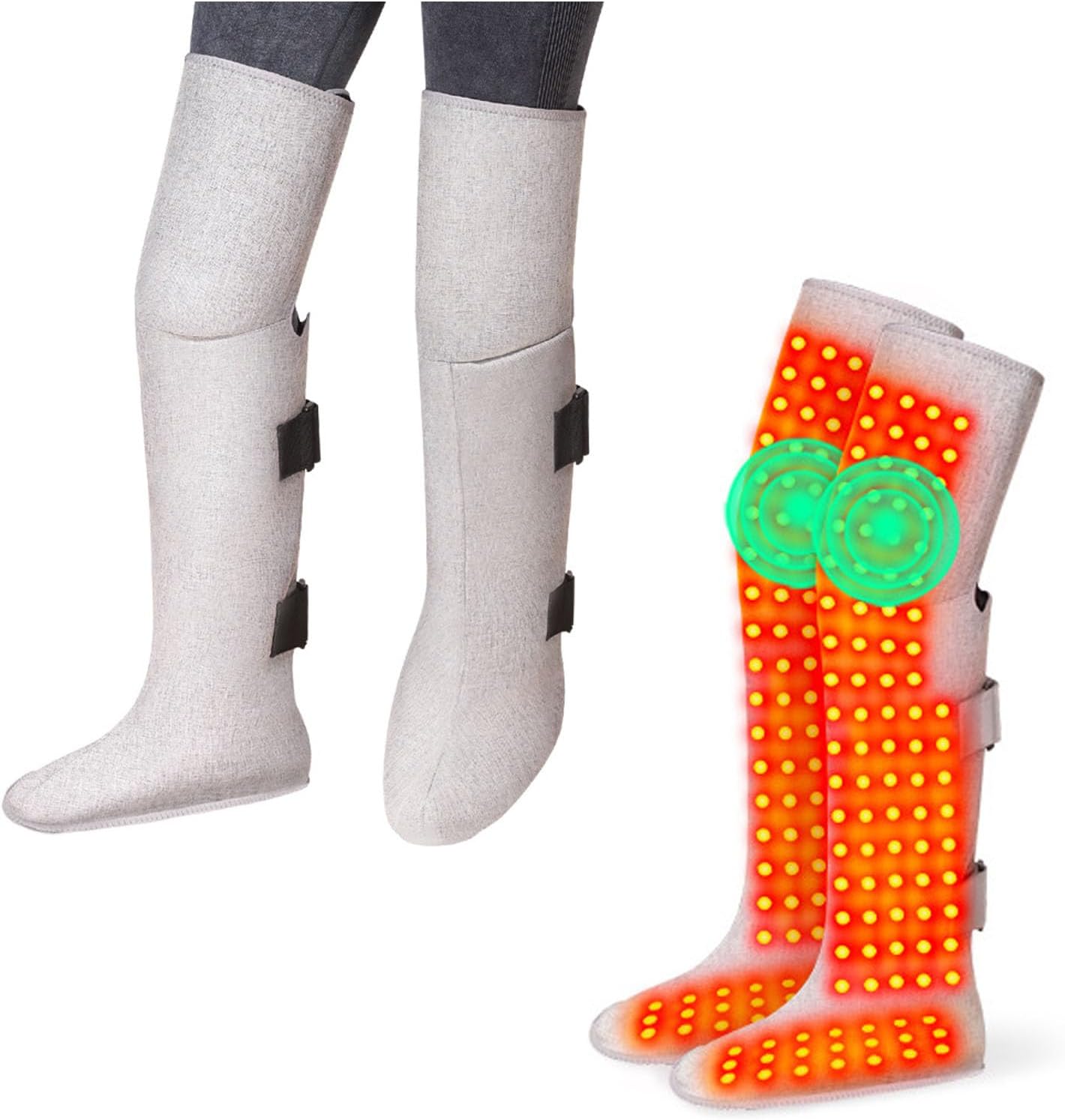 GOURIXIN Red Light Therapy Heating Shoes for Feet Legs Knees, 204 Red Light LEDs, Temperature Control, Timing, Adjustable Tightness Redlight Foot Therapy Wrap 2pack