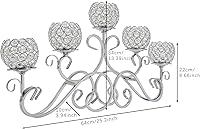 Vista 3 de Portavelas de cristal con 5 brazos plateados, candelabro, centros de mesa para comedor, sala de estar, candelabros, candelabros, decoración
