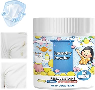 Oxygen Laundry Powder,100g Laundry Detergent,Strong Stain Remover Powder,Removes Grease,Lifts Tough Stains,Stain Remover for Everyday Fabrics,Gentle Formula,Safe for Fabrics