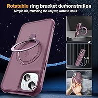 Vista 2 de Funda de grado militar compatible con iPhone 14 Plus de 6.7 pulgadas, con soporte magnético invisible tipo anillo, compatible con MagSafe y gran