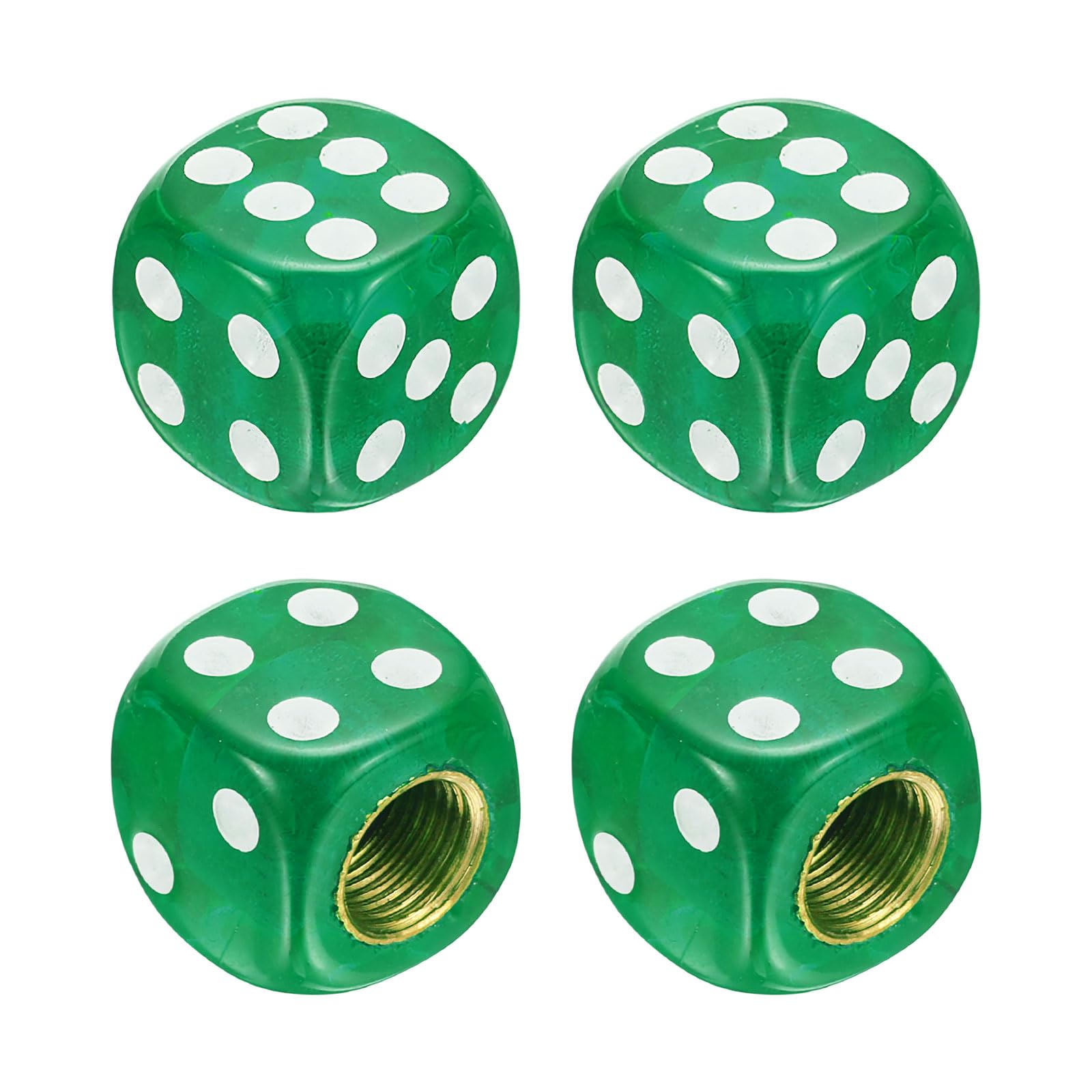 PATIKIL Dice Tire Valve Stem Caps, 4PCS Universal Plastic Dust-proof Tire Valve Stem Covers for Cars SUV Trucks Bikes Motorcycles Bicycles, Green
