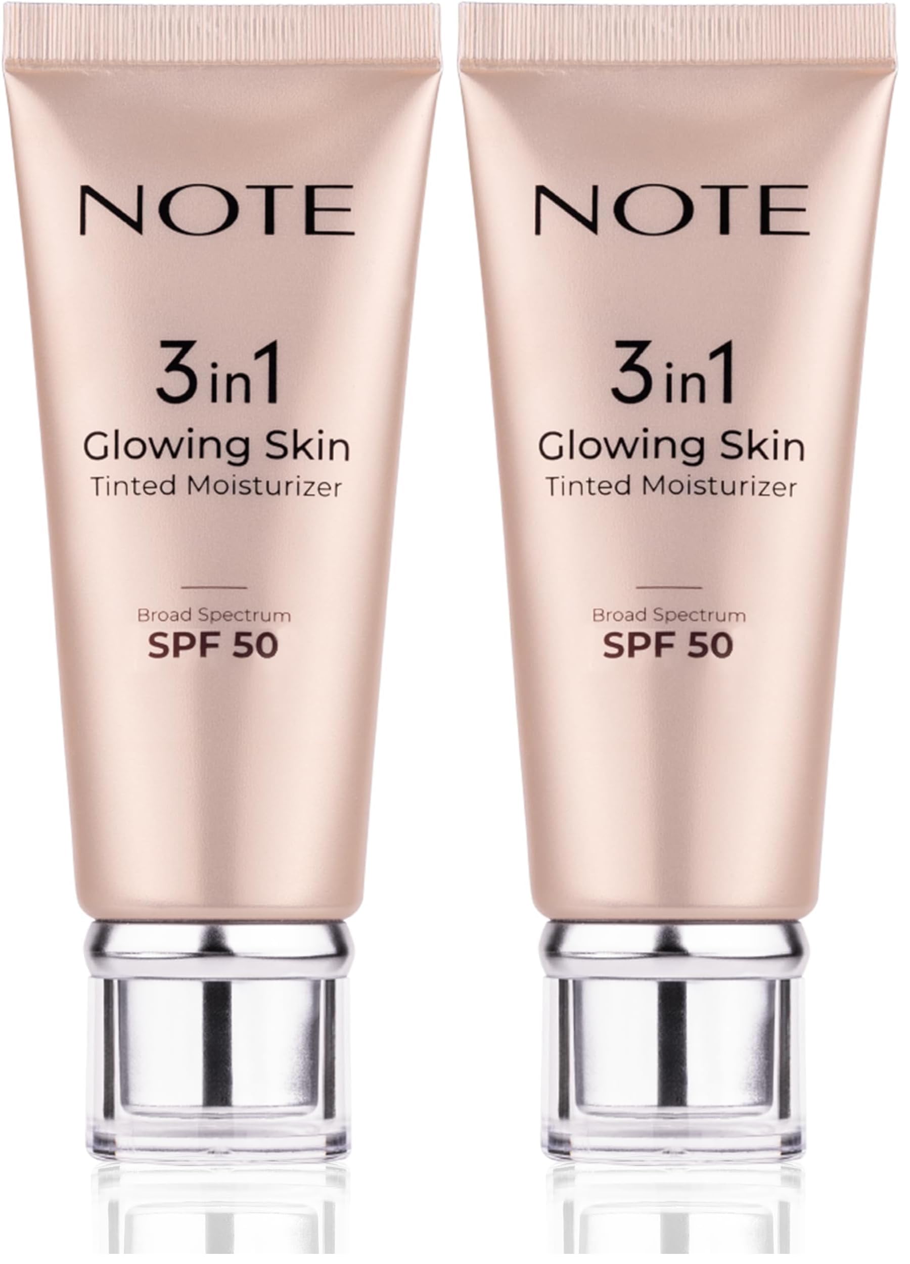 Note Cosmetics 3 in 1 Glowing Skin Tinted Moisturizer 50 SPF Işıltılı Aydınlatıcı Krem (2 paketi)