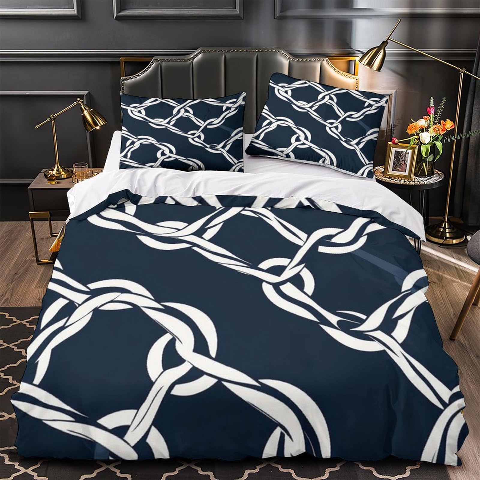 Housse de couette microfibres 200x200 cm avec fermeture éclair éclair caché 3D